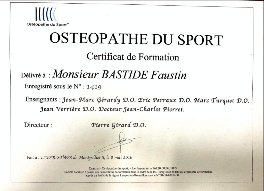 osteopathes du sport aubenas certificat